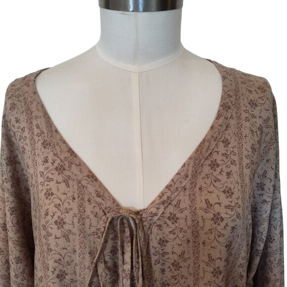 Heyson Boho Low Neck Top w' Bell Sleeves & Tassel Ties Size 2XL XXL - Picture 2 of 7